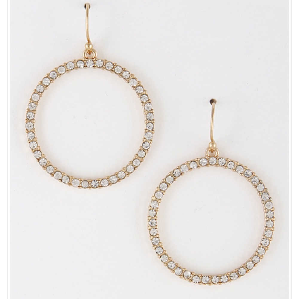 New Circle Rhinestone Earrings - Picture 2 of 5